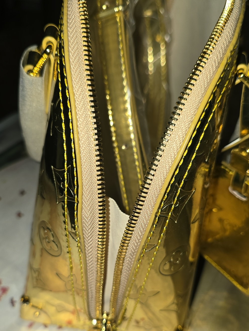 Gold Mirror Monogram EnVernis Dome Satchel - Picture 9 of 15